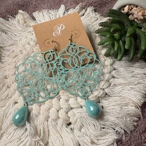 Plunder Mint Green Filigree Earrings